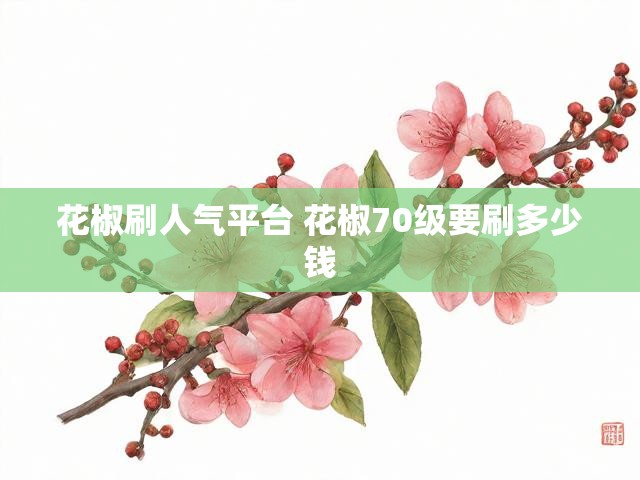 花椒刷人气平台 花椒70级要刷多少钱